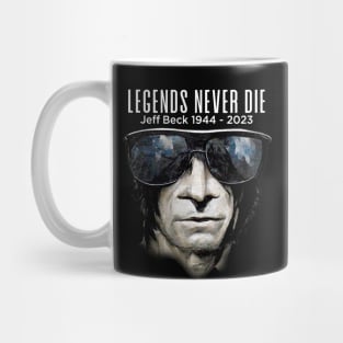 Jeff Beck No. 6: Legends Never Die, Rest In Peace 1944 - 2023 (RIP) on a Dark Background Mug